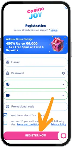 Registration form to play Book of Dead slot for real money